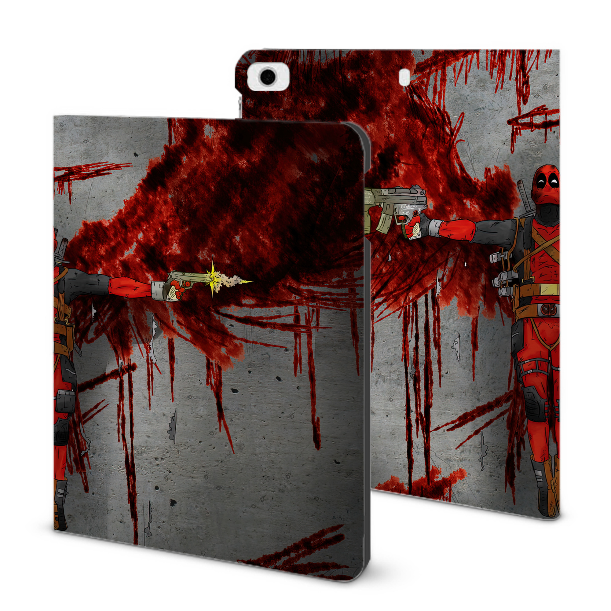 （画像用） Deadpool デッドプール IPad ケース ブック型 PUレザー TPU 耐衝撃 軽量 薄型 ペン収納なし 全面保護 IPad 各モデル対応